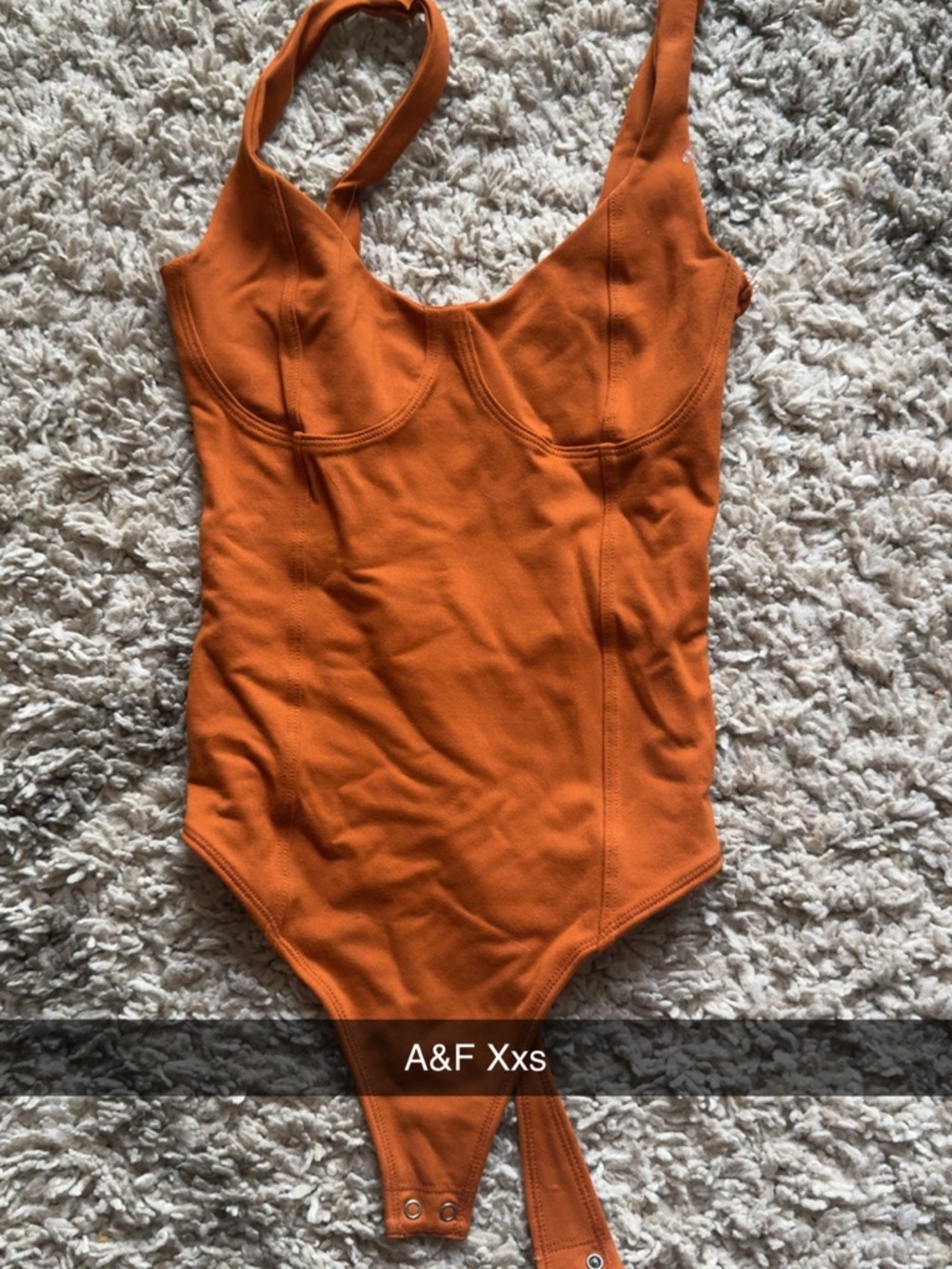 Abercrombie & Fitch Orange Sculpted Bust Bodysuit